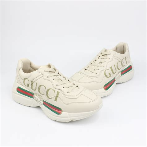 rhyton gucci logo leather sneaker replica|gucci rhyton sneakers for women.